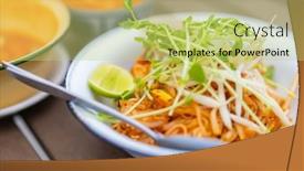  Presentation with pad thai - PPT theme featuring chill-spicy-tom-yum-soup background and a yellow colored foreground