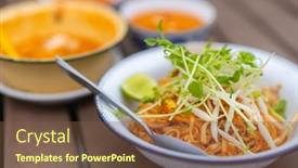  Presentation with pad thai - Presentation theme consisting of chill-spicy-tom-yum-soup background and a tawny brown colored foreground