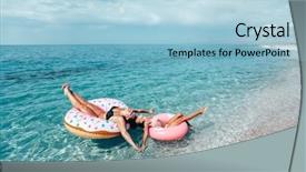  Presentation with sea water - Theme featuring chilled - mom with child chilling background and a light blue colored foreground