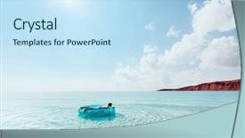  Presentation with clear water - Audience pleasing PPT theme consisting of chilled - teenage guy on lilo chilling backdrop and a sky blue colored foreground