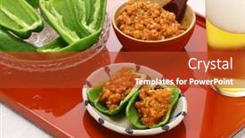  Presentation with peppers - Slide deck with chilled-fresh-green-peppers background and a crimson colored foreground