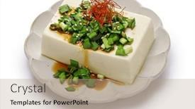  Presentation with soy sauce - Presentation theme with chilled-tofu-topped-with-garlic background and a coral colored foreground