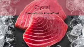  Presentation with tuna - PPT layouts with chilled-tuna-steak-on-stone background and a coral colored foreground
