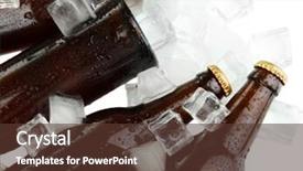  Presentation with close up of beef tartar - Slides consisting of chiller - beer bottles in ice cubes background and a tawny brown colored foreground