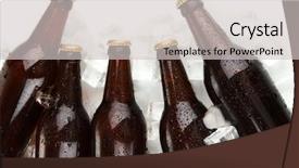  Presentation with close up of beef tartar - Audience pleasing slides consisting of chiller - beer bottles in ice cubes backdrop and a light gray colored foreground
