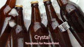  Presentation with close up of beef tartar - PPT theme having chiller - beer bottles in ice cubes background and a wine colored foreground