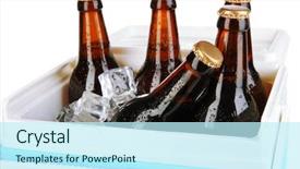  Presentation with refrigerator - Colorful PPT theme enhanced with chiller - traveling refrigerator with beer bottles backdrop and a cool aqua colored foreground