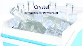  Presentation with refrigerator - PPT theme consisting of chiller - traveling refrigerator with water bottles background and a sky blue colored foreground