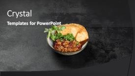  Presentation with food tortilla - Presentation theme with chilli-con-carne-with-beans background and a dark gray colored foreground