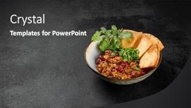  Presentation with food tortilla - PPT layouts featuring chilli-con-carne-with-beans background and a dark gray colored foreground