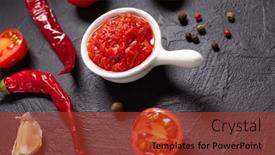  Presentation with pepper - PPT theme with chilly-pepper-and-tomato-sauce background and a tawny brown colored foreground