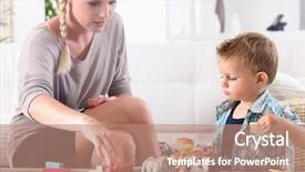  Presentation with mom - Amazing PPT theme having chilren blocks - mom and son playing backdrop and a  colored foreground