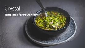  Presentation with oregano - Presentation design featuring chimichurri-verde-traditional-argentine-condiment background and a dark gray colored foreground