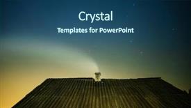  Presentation with winter forest night - PPT theme enhanced with chimney at moon night smoking background and a ocean colored foreground