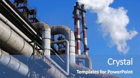  Presentation with gas turbine - PPT theme enhanced with chimney in power plant background and a teal colored foreground