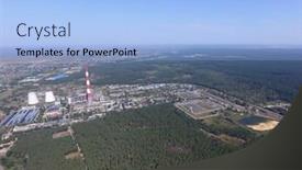  Presentation with power plant - Beautiful presentation design featuring chimney-of-power-plant backdrop and a light blue colored foreground