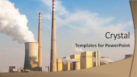  Presentation with coal power plant - Beautiful PPT layouts featuring chimney of power plant backdrop and a soft green colored foreground