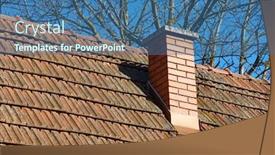  Presentation with roof - Audience pleasing theme consisting of chimney-on-a-roof backdrop and a ocean colored foreground