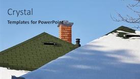  Presentation with winter weather - Slide set featuring chimney-on-a-roof background and a light blue colored foreground