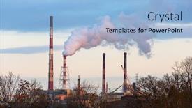  Presentation with dawn - Amazing theme having chimneys-of-heating-plant backdrop and a light blue colored foreground