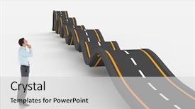  Presentation with bumpy road - PPT theme consisting of chin against bumpy road background and a light gray colored foreground