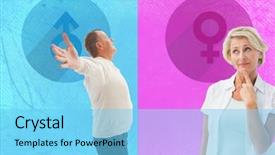  Presentation with thinking - PPT theme enhanced with confusion free - mature woman thinking with hand background and a  colored foreground