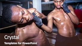  Presentation with african american - Colorful PPT theme enhanced with chin his opponent during mma backdrop and a tawny brown colored foreground