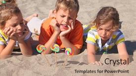  Presentation with beach - Colorful presentation design enhanced with chin on hands lollipops stick backdrop and a  colored foreground