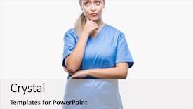  Presentation with hand surgeon - Colorful slide deck enhanced with chin thinking about question backdrop and a  colored foreground