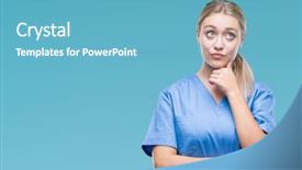  Presentation with medical smiling doctor - Slide set with chin thinking about question background and a teal colored foreground