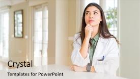  Presentation with hormone therapy medical concept - PPT theme featuring chin thinking about question background and a lemonade colored foreground