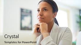  Presentation with race - PPT theme enhanced with chin while thinking of something background and a  colored foreground