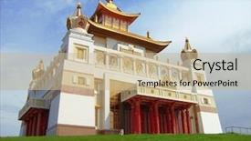  Presentation with blue sky - Slides featuring big wall china - buddha's house over blue sky background and a coral colored foreground