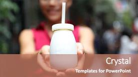  Presentation with traditional drink - Audience pleasing slide set consisting of yoghourt - traditional beijing yogurt typical local backdrop and a coral colored foreground