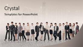  Presentation with young business people - Slide deck with china business team of young background and a lemonade colored foreground