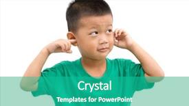  Presentation with children hands - Slide set having china children - asian child covering ears background and a teal colored foreground