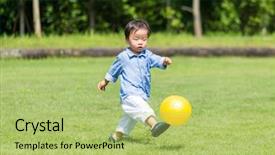  Presentation with 2nd birthday for baby boy - Beautiful slide deck featuring china children - baby boy playing football backdrop and a yellow colored foreground