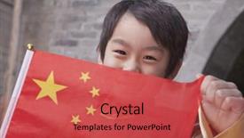  Presentation with china flag - Cool new slide deck with china children - child with chinese flag backdrop and a red colored foreground