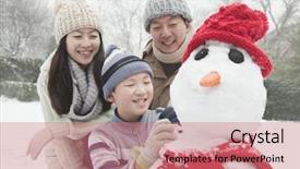  Presentation with family as institution - Audience pleasing PPT layouts consisting of china children - family making snowman backdrop and a coral colored foreground