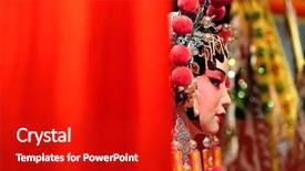  Presentation with china culture - Colorful PPT theme enhanced with china culture - cantonese opera dummy with text backdrop and a crimson colored foreground
