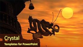  Presentation with china culture - PPT layouts consisting of china culture - chinese dragon roof background and a tawny brown colored foreground