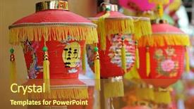  Presentation with china culture - Theme consisting of china culture - chinese paper lanterns in mid-autumn background and a tawny brown colored foreground
