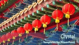  Presentation with lanterns - PPT theme enhanced with china culture - chinese red lanterns background and a ocean colored foreground