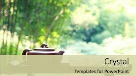  Presentation with asian culture - PPT theme enhanced with china culture - classical asian tea set background and a soft green colored foreground
