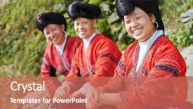  Presentation with china culture - Audience pleasing presentation design consisting of china culture - group of happy chinese minority backdrop and a coral colored foreground