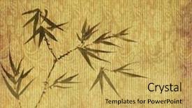  Presentation with bamboo paper - PPT theme having china culture - grunge stained bamboo paper background background and a yellow colored foreground