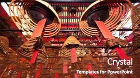  Presentation with china culture - Amazing slide deck having china culture - incense coils in man mo backdrop and a tawny brown colored foreground