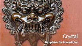  Presentation with china culture - Amazing PPT layouts having china culture - lion door lock backdrop and a tawny brown colored foreground