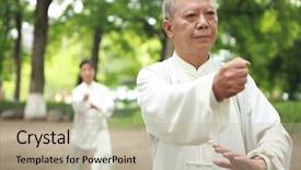  Presentation with china culture - Slide set featuring china culture - taichi background and a mint green colored foreground