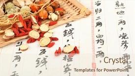  Presentation with china culture - Theme consisting of china culture - tea-set on a white background background and a cream colored foreground